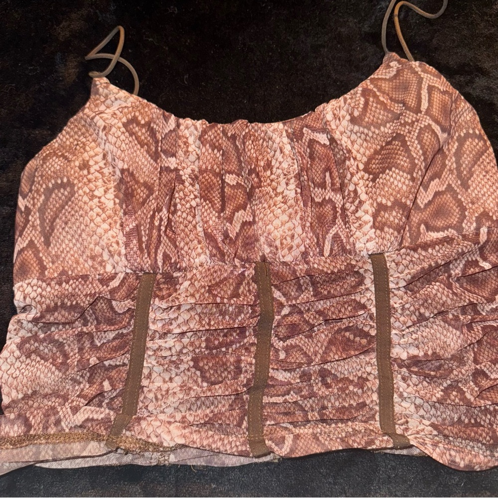 Princess Polly Snake Print Ruched Crop Top